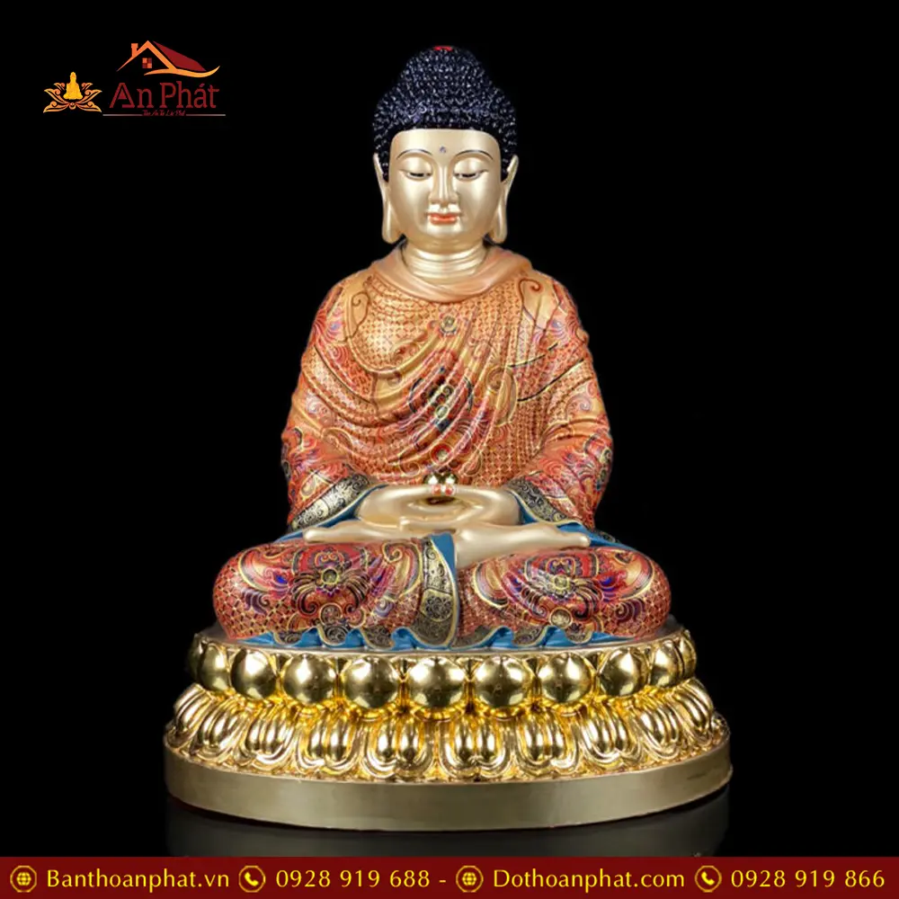 Bộ Tượng Phật Hoa Nghiêm Tam Thánh Đồng Cao Cấp Vẽ Gấm Nhập Khẩu T2709