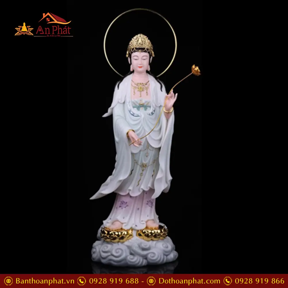 Bộ Tượng Phật Tây Phương Tam Thánh Đứng Bột Đá Đài Sen Cao Cấp Nhập Khẩu T2473 24 Bộ Tượng Phật Tây Phương Tam Thánh Đứng Bột Đá Đài Sen Cao Cấp Nhập Khẩu T2473