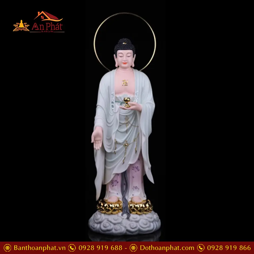 Bộ Tượng Phật Tây Phương Tam Thánh Đứng Bột Đá Đài Sen Cao Cấp Nhập Khẩu T2473 22 Bộ Tượng Phật Tây Phương Tam Thánh Đứng Bột Đá Đài Sen Cao Cấp Nhập Khẩu T2473