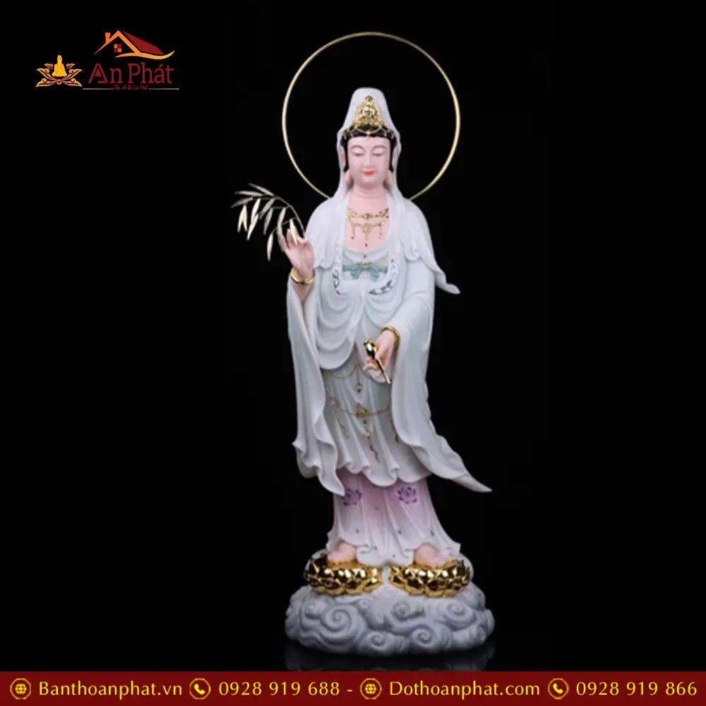 Bộ Tượng Phật Tây Phương Tam Thánh Đứng Bột Đá Đài Sen Cao Cấp Nhập Khẩu T2473 23 Bộ Tượng Phật Tây Phương Tam Thánh Đứng Bột Đá Đài Sen Cao Cấp Nhập Khẩu T2473