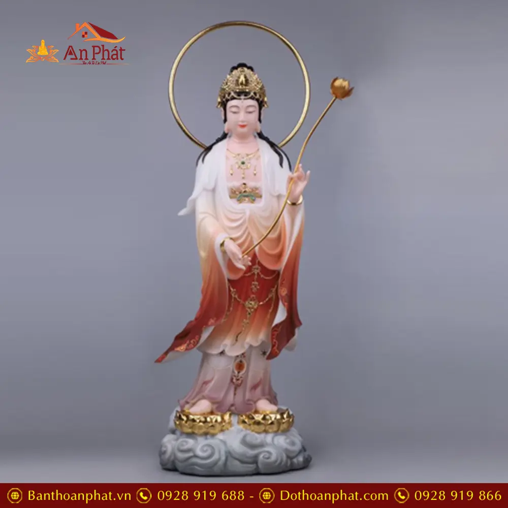 Bộ Tượng Phật Tây Phương Tam Thánh Đứng Bột Đá Đài Sen Mạ Vàng Có Hào Quang T2472 24 Bộ Tượng Phật Tây Phương Tam Thánh Đứng Bột Đá Đài Sen Mạ Vàng Có Hào Quang T2472