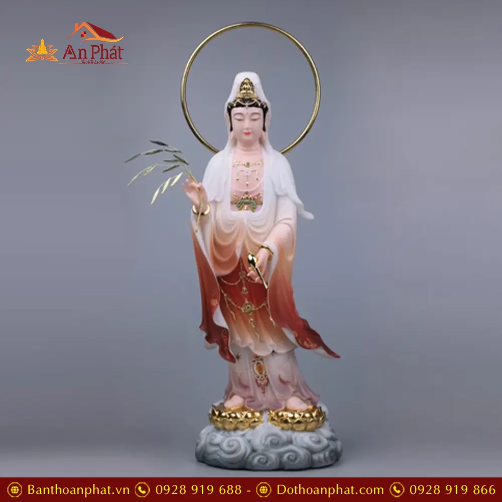 Bộ Tượng Phật Tây Phương Tam Thánh Đứng Bột Đá Đài Sen Mạ Vàng Có Hào Quang T2472 23 Bộ Tượng Phật Tây Phương Tam Thánh Đứng Bột Đá Đài Sen Mạ Vàng Có Hào Quang T2472