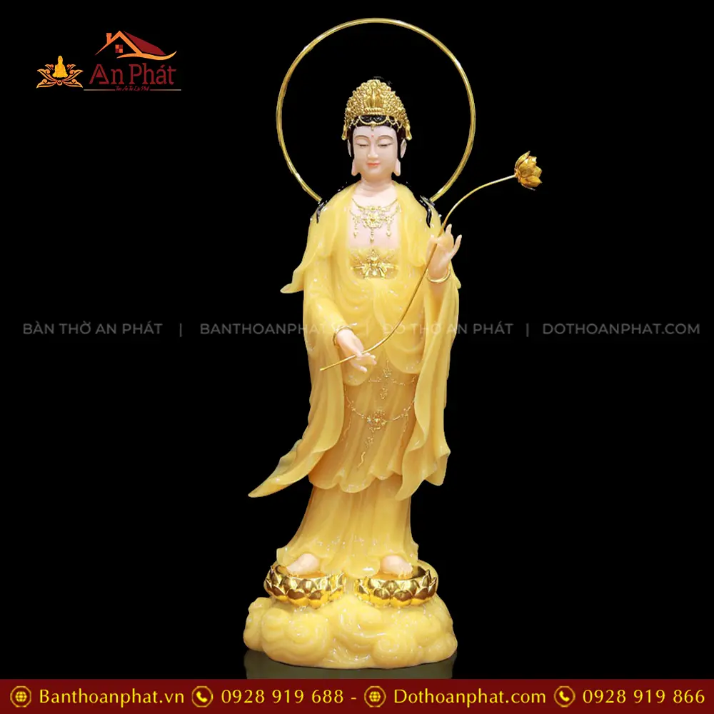 Bộ Tượng Phật Tây Phương Tam Thánh Đứng Mây Bột Đá Thạch Anh Có Hào Quang T2467 26 Bộ Tượng Phật Tây Phương Tam Thánh Đứng Mây Bột Đá Thạch Anh Có Hào Quang T2467