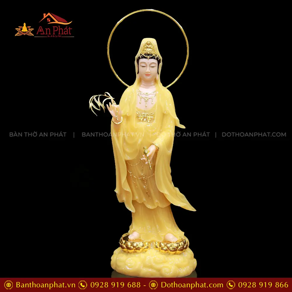 Bộ Tượng Phật Tây Phương Tam Thánh Đứng Mây Bột Đá Thạch Anh Có Hào Quang T2467 25 Bộ Tượng Phật Tây Phương Tam Thánh Đứng Mây Bột Đá Thạch Anh Có Hào Quang T2467