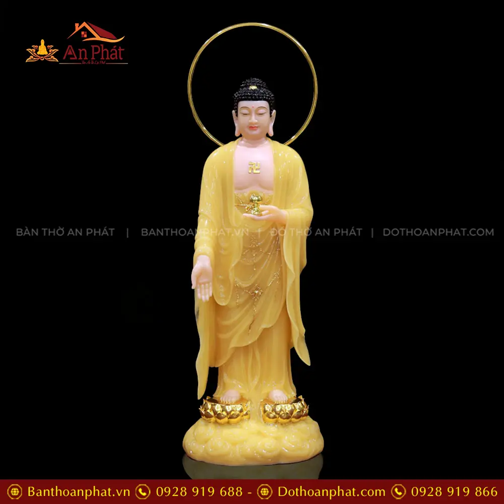 Bộ Tượng Phật Tây Phương Tam Thánh Đứng Mây Bột Đá Thạch Anh Có Hào Quang T2467 24 Bộ Tượng Phật Tây Phương Tam Thánh Đứng Mây Bột Đá Thạch Anh Có Hào Quang T2467