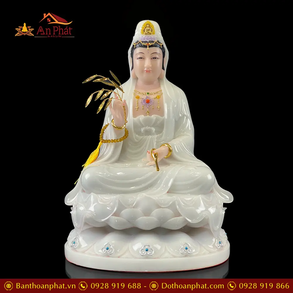 Bộ Tượng Tây Phương Tam Thánh Bằng Bột Đá Trắng Ngồi Đài Sen Đế To T2471 11 Bộ Tượng Tây Phương Tam Thánh Bằng Bột Đá Trắng Ngồi Đài Sen Đế To T2471