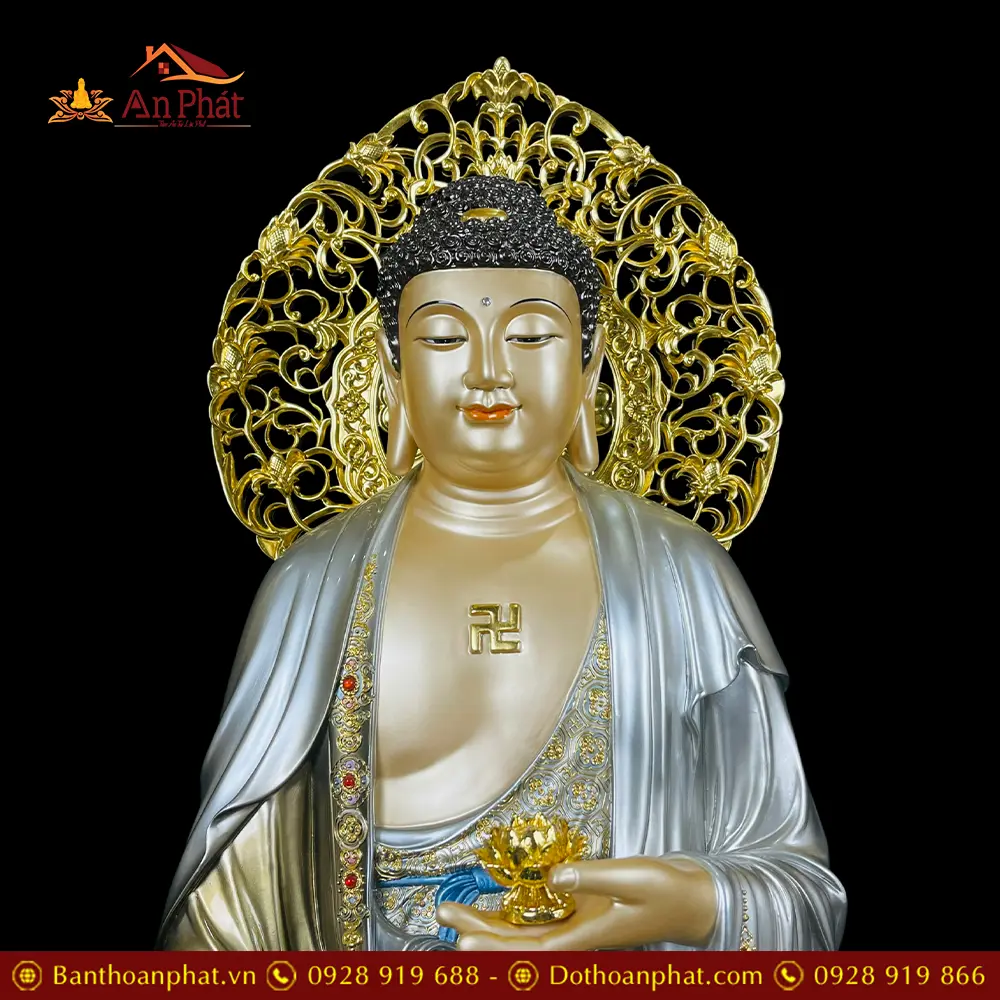 Tượng A Di Đà Bằng Đồng Men Cổ Ấn Bảo Đứng Đế Non Nước Có Lá Bồ Đề T2536 19 tuong a di da bang dong men co an bao dung de non nuoc co la bo de t253600003