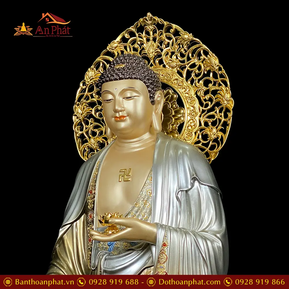 Tượng A Di Đà Bằng Đồng Men Cổ Ấn Bảo Đứng Đế Non Nước Có Lá Bồ Đề T2536 18 tuong a di da bang dong men co an bao dung de non nuoc co la bo de t253600004