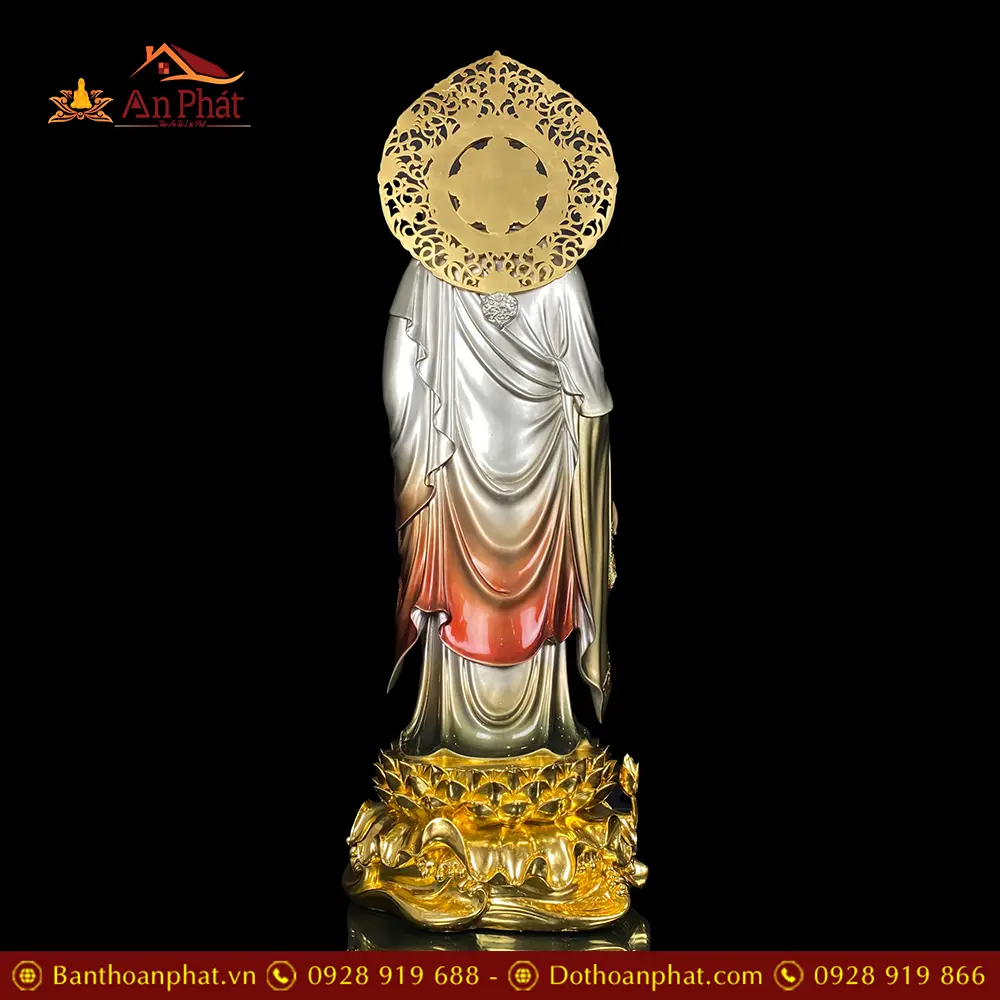 Tượng A Di Đà Bằng Đồng Men Cổ Ấn Bảo Đứng Đế Non Nước Có Lá Bồ Đề T2536 17 tuong a di da bang dong men co an bao dung de non nuoc co la bo de t253600005