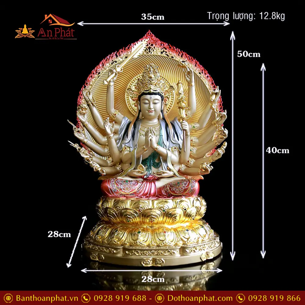 Tượng Bồ Tát Chuẩn Đề Đồng Sơn Men Cổ Nhập Khẩu Cao Cấp T2701 30 tuong bo tat chuan de dong son men co nhap khau cao cap t270100002