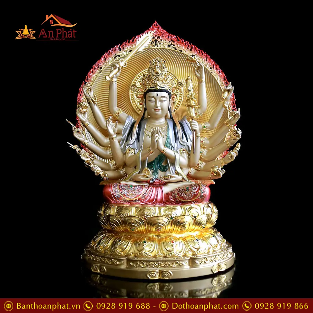 Tượng Bồ Tát Chuẩn Đề Đồng Sơn Men Cổ Nhập Khẩu Cao Cấp T2701 21 Tượng Bồ Tát Chuẩn Đề Đồng Sơn Men Cổ Nhập Khẩu Cao Cấp T2701