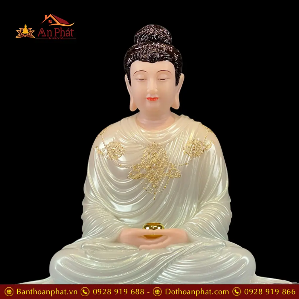 Tượng Bổn Sư Thích Ca Bột Đá Xanh Mở Viền Vàng Dàng Ngồi Thành Đạo T2622 20 tuong bon su thich ca bot da xanh mo vien vang dang ngoi thanh dao t262200002