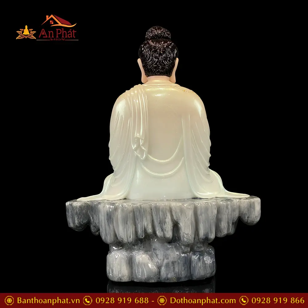 Tượng Bổn Sư Thích Ca Bột Đá Xanh Mở Viền Vàng Dàng Ngồi Thành Đạo T2622 17 tuong bon su thich ca bot da xanh mo vien vang dang ngoi thanh dao t262200005