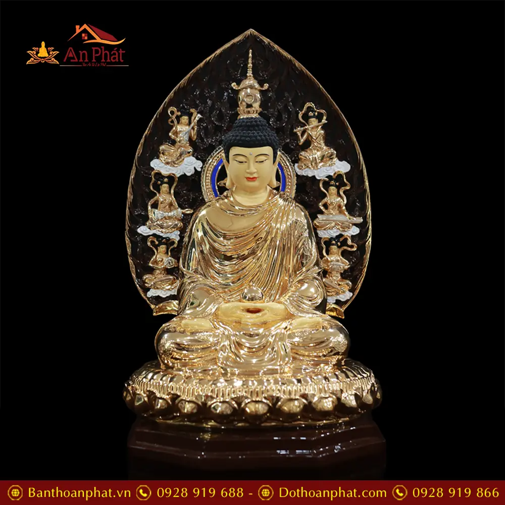 Tượng Bổn Sư Thích Ca Đồng Có Lá Đề 8 Cạnh Ngồi Đài Sen Nhập Khẩu T2631 13 Tượng Bổn Sư Thích Ca Đồng Có Lá Đề 8 Cạnh Ngồi Đài Sen Nhập Khẩu T2631