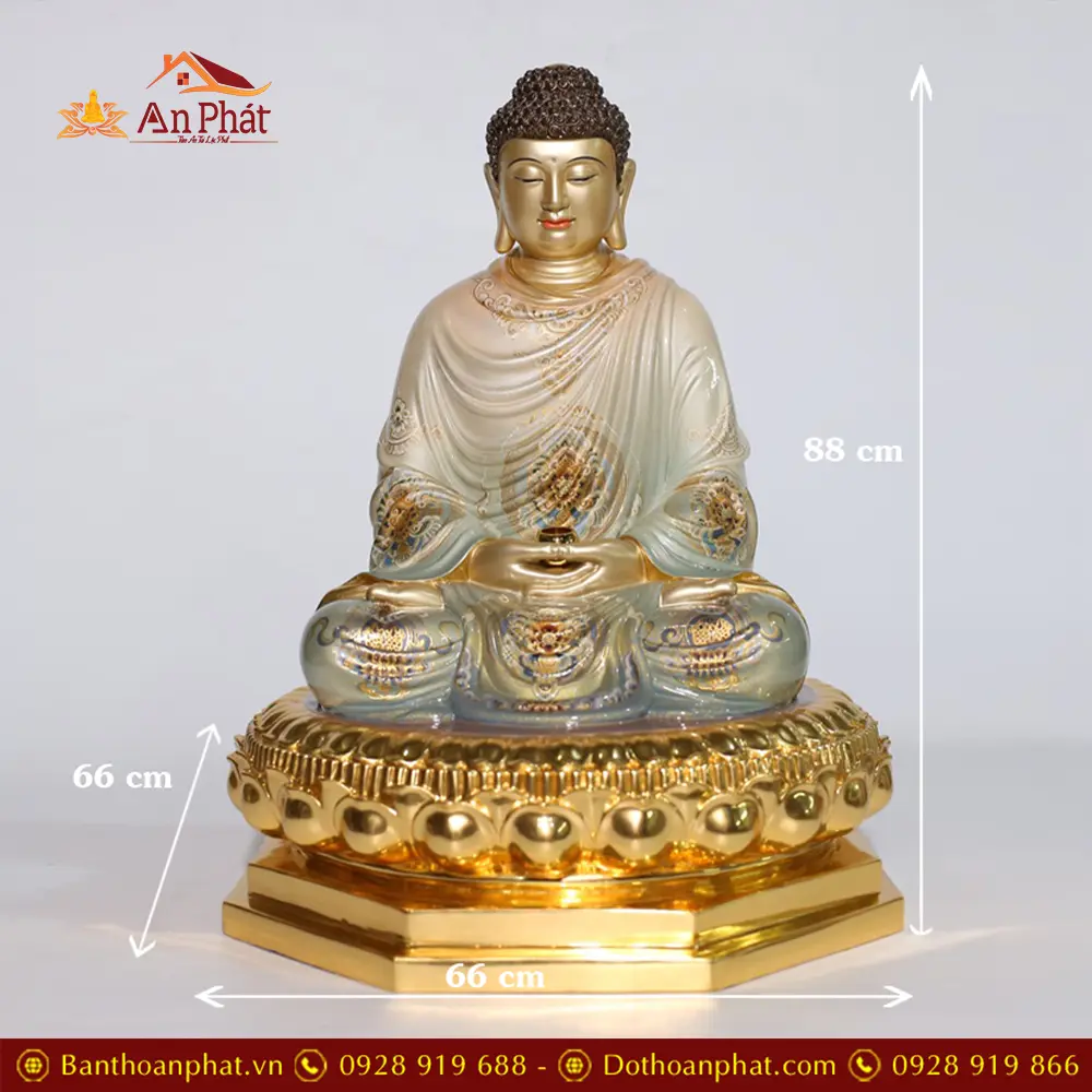 Tượng Bổn Sư Thích Ca Đồng Vẽ Sơn Cao Cấp Dáng Ngồi Tịnh Tâm T2623 26 tuong bon su thich ca dong ve son cao cap dang ngoi tinh tam t262300009