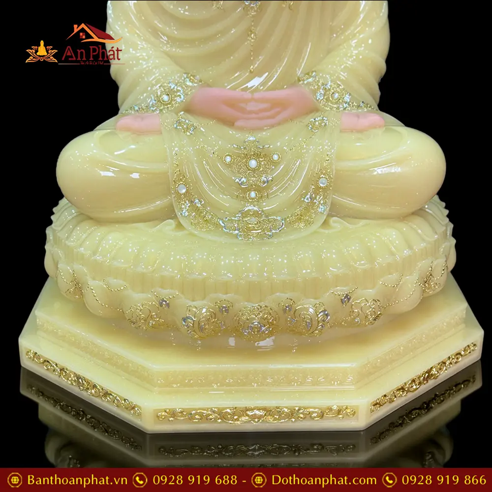 Tưởng Bổn Sư Thích Ca Ngồi Đài Sen Tĩnh Tâm Bột Đá Cao Cấp Thạch Anh T2618 19 Tưởng Bổn Sư Thích Ca Ngồi Đài Sen Tĩnh Tâm Bột Đá Thạch Anh Cao Cấp T2618