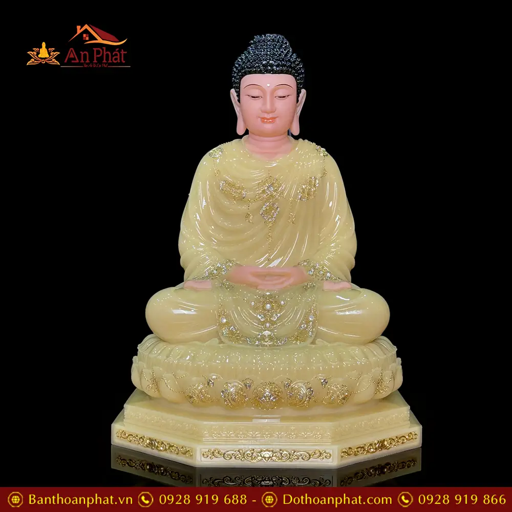 Tưởng Bổn Sư Thích Ca Ngồi Đài Sen Tĩnh Tâm Bột Đá Cao Cấp Thạch Anh T2618 15 Tưởng Bổn Sư Thích Ca Ngồi Đài Sen Tĩnh Tâm Bột Đá Cao Cấp Thạch Anh T2618