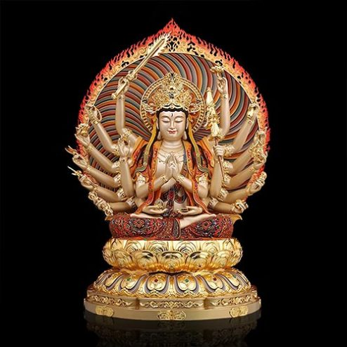 Tượng Chuẩn Đề Bồ Tát Đồng Cao Cấp Vẽ Gấm T2703