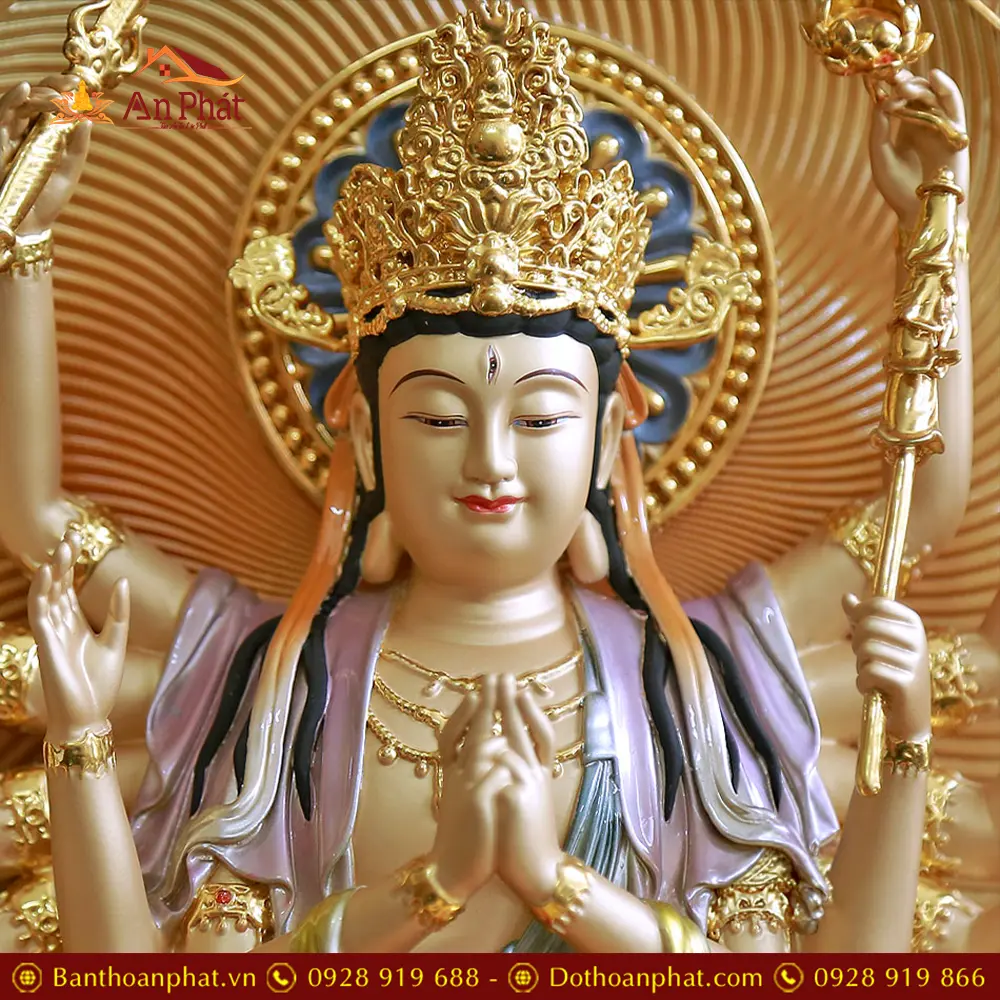 Tượng Chuẩn Đề Bồ Tát Đồng Sơn Men Cổ Cao Cấp Nhập Khẩu T2702