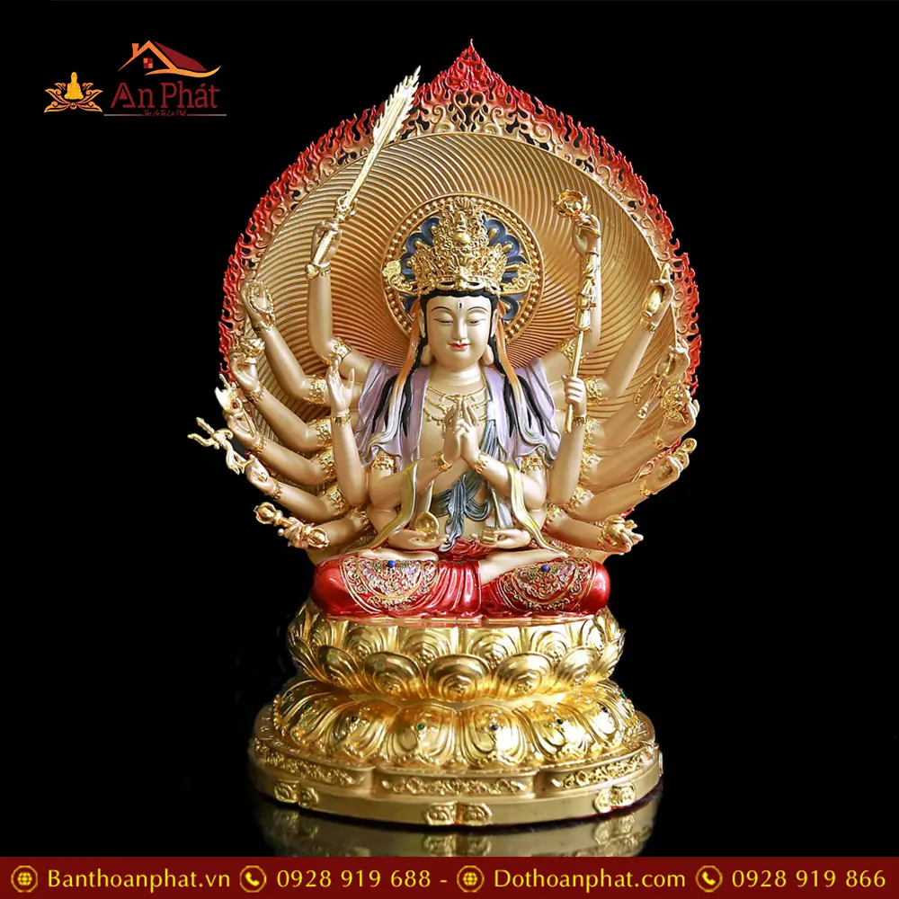 Tượng Chuẩn Đề Bồ Tát Đồng Sơn Men Cổ Cao Cấp Nhập Khẩu T2702
