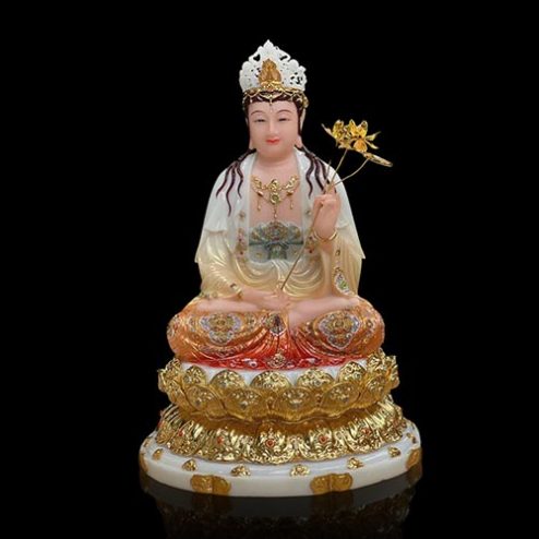 Tượng Đại Thế Chí Bồ Tát Bột Đá Sơn Phú Quý Viền Vàng Cao Cấp T2719