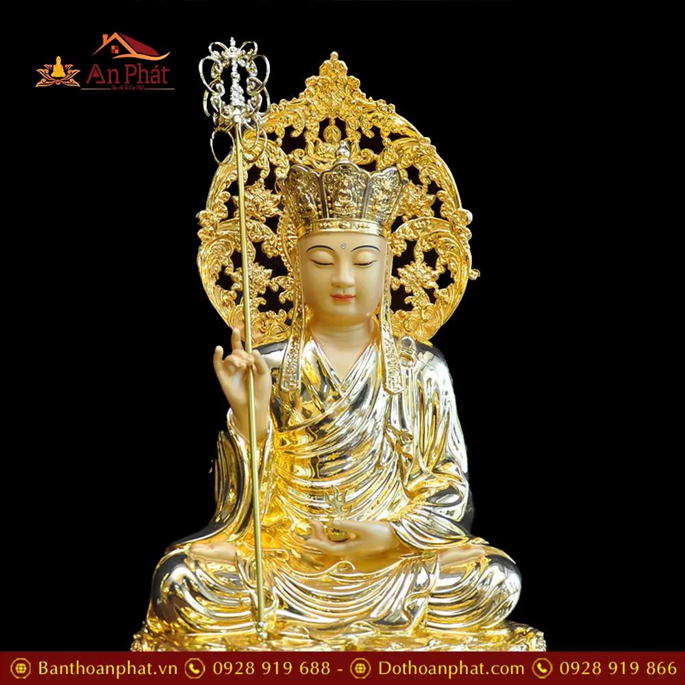 Tượng Địa Tạng Bồ Tát Đồng Cao Cấp Dát Vàng Ấn Bảo Nhập Khẩu T2637 18 tuong dia tang bo tat dong cao cap dat vang an bao nhap khau t263700003