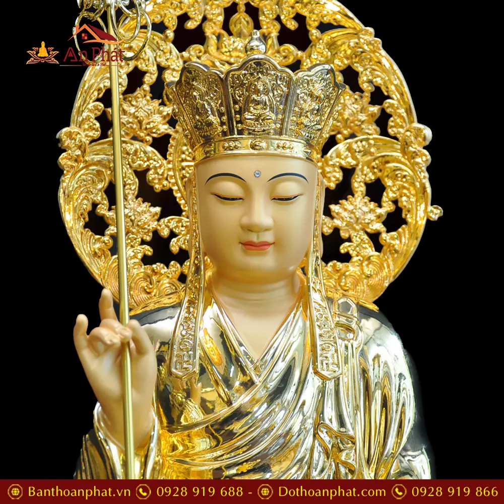 Tượng Địa Tạng Bồ Tát Đồng Cao Cấp Dát Vàng Ấn Bảo Nhập Khẩu T2637 16 Tượng Địa Tạng Bồ Tát Đồng Cao Cấp Dát Vàng Ấn Bảo Nhập Khẩu T2637