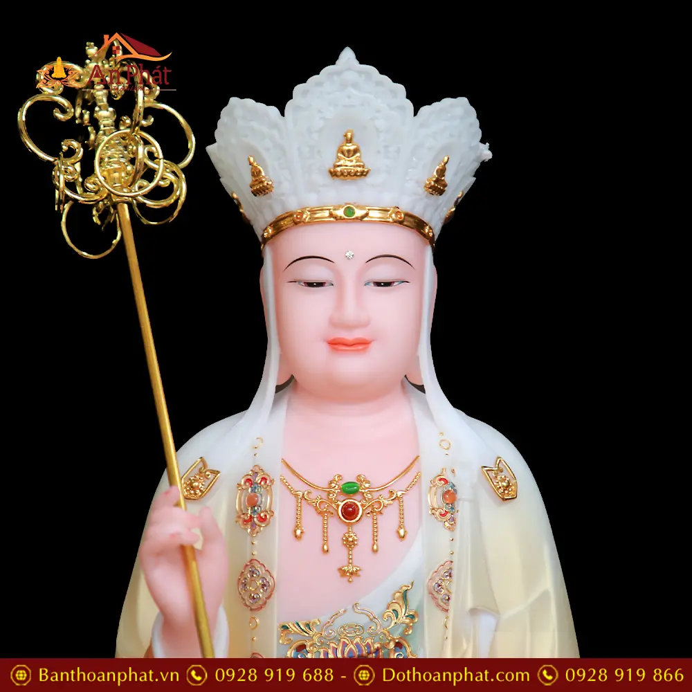 Tượng Địa Tạng Vương Bồ Tát Bột Đá Áo Cam Ngồi Đế Non Nước T2644 12 Tượng Địa Tạng Vương Bồ Tát Bột Đá Áo Cam Ngồi Đế Non Nước T2644