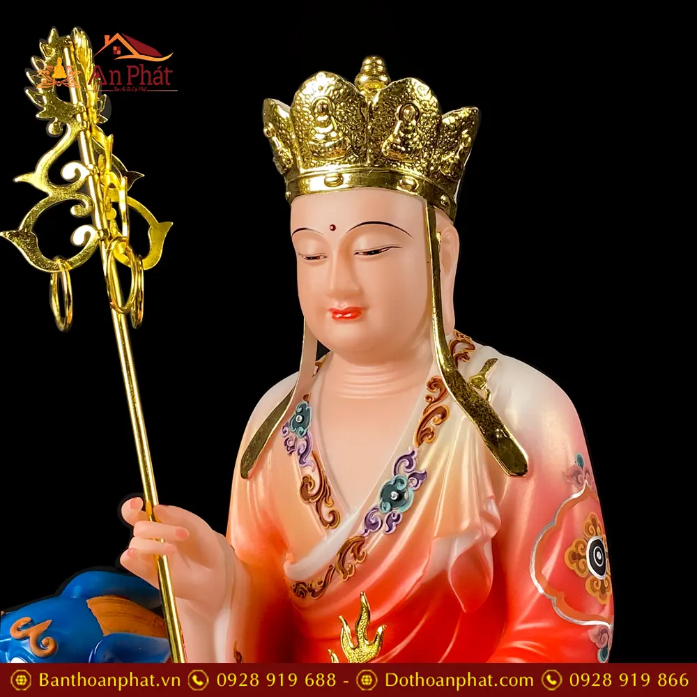 Tượng Địa Tạng Vương Bồ Tát Bột Đá Cao Cấp Áo Đỏ Cưỡi Thú T2660 21 tuong dia tang vuong bo tat bot da cao cap ao do cuoi thu t266000001