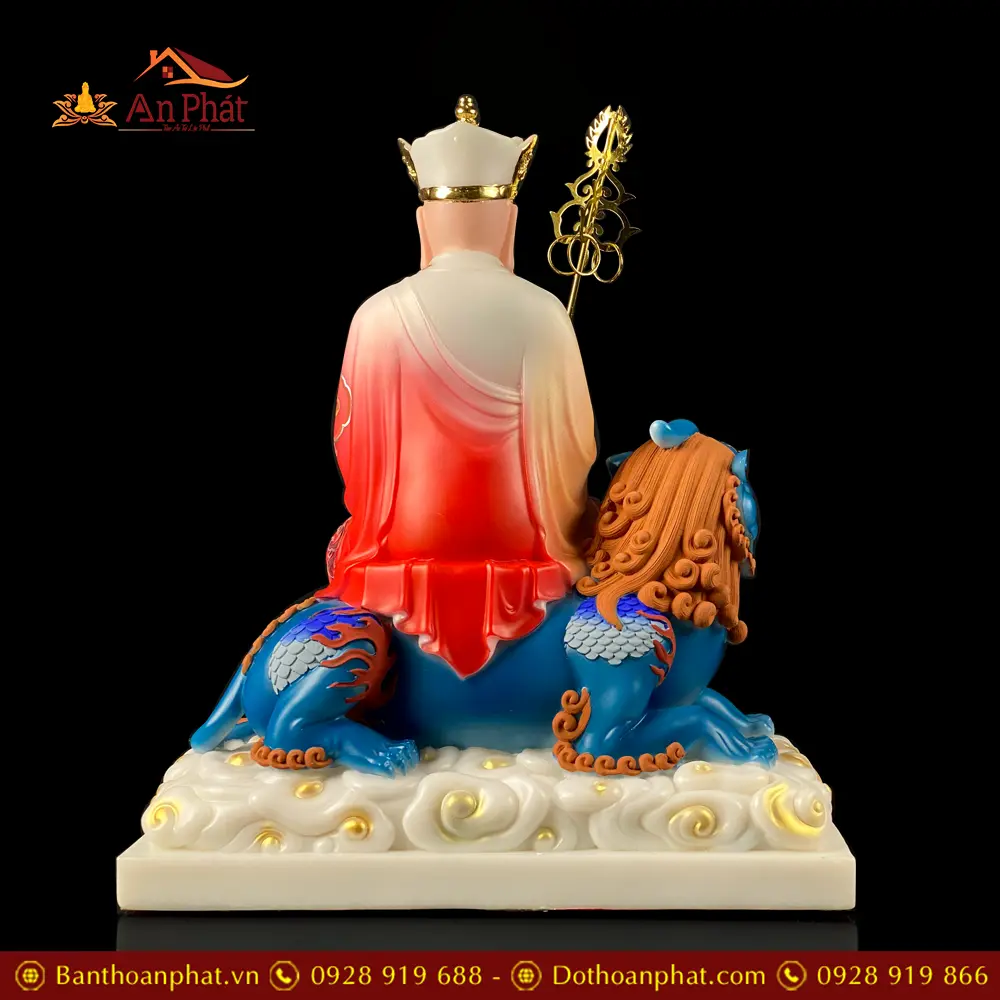 Tượng Địa Tạng Vương Bồ Tát Bột Đá Cao Cấp Áo Đỏ Cưỡi Thú T2660 19 tuong dia tang vuong bo tat bot da cao cap ao do cuoi thu t266000003