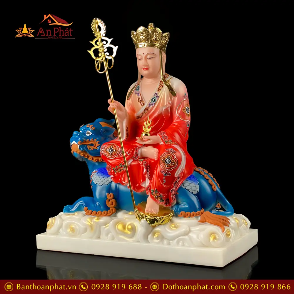 Tượng Địa Tạng Vương Bồ Tát Bột Đá Cao Cấp Áo Đỏ Cưỡi Thú T2660 18 Tượng Địa Tạng Vương Bồ Tát Bột Đá Cao Cấp Áo Đỏ Cưỡi Thú T2660