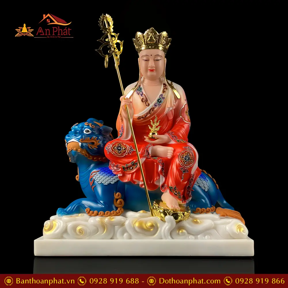 Tượng Địa Tạng Vương Bồ Tát Bột Đá Cao Cấp Áo Đỏ Cưỡi Thú T2660 17 Tượng Địa Tạng Vương Bồ Tát Bột Đá Cao Cấp Áo Đỏ Cưỡi Thú T2660