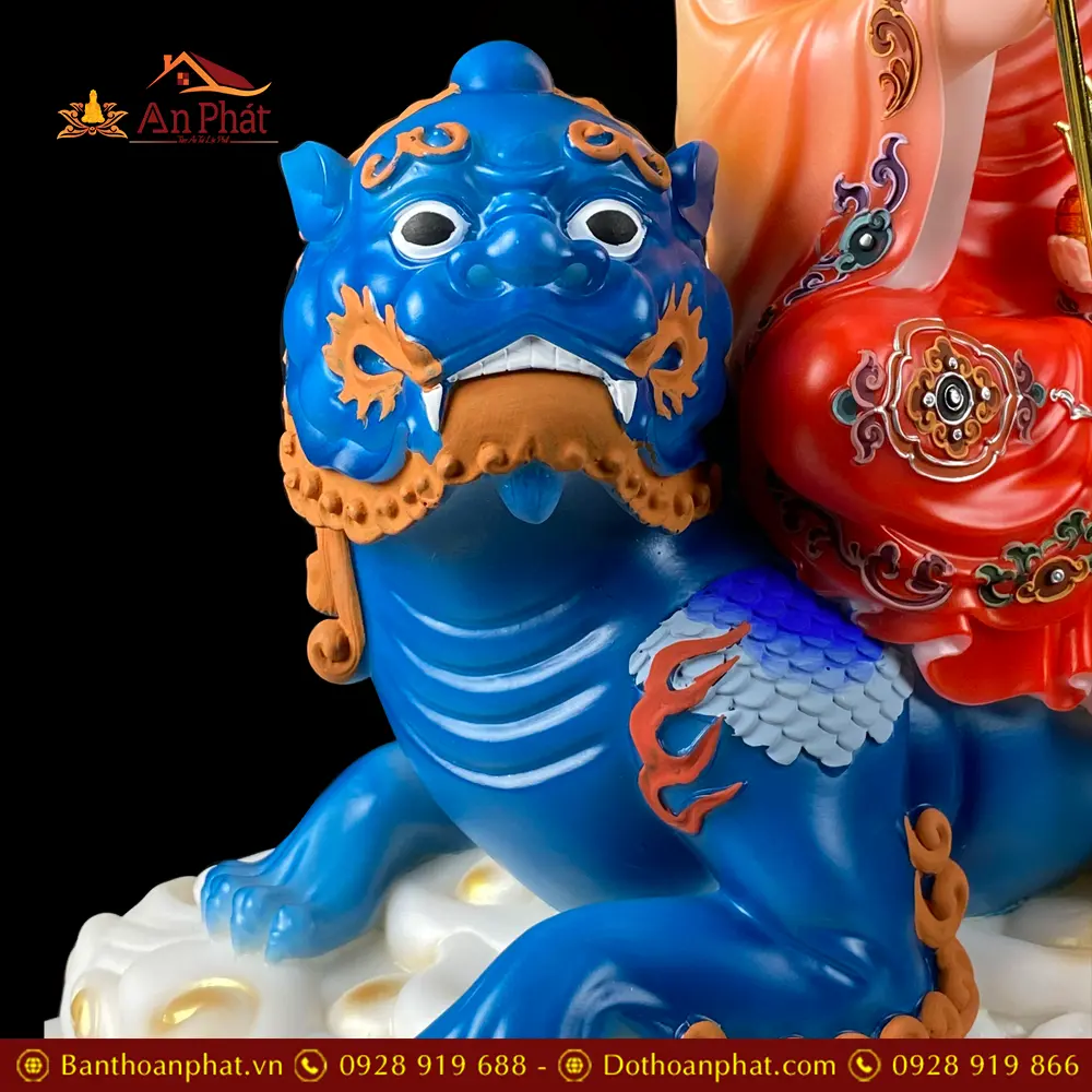 Tượng Địa Tạng Vương Bồ Tát Bột Đá Cao Cấp Áo Đỏ Cưỡi Thú T2660 23 tuong dia tang vuong bo tat bot da cao cap ao do cuoi thu t266000008