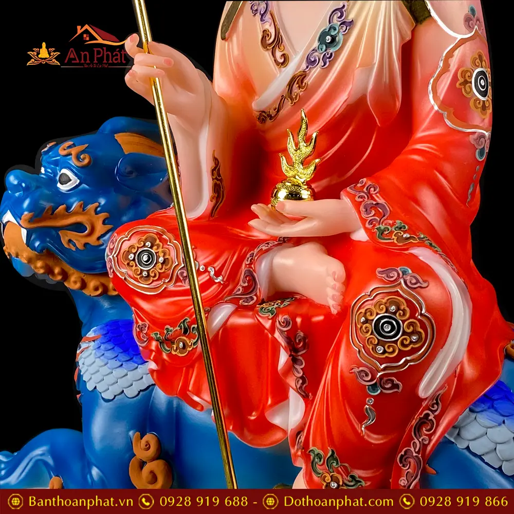 Tượng Địa Tạng Vương Bồ Tát Bột Đá Cao Cấp Áo Đỏ Cưỡi Thú T2660 22 tuong dia tang vuong bo tat bot da cao cap ao do cuoi thu t266000009