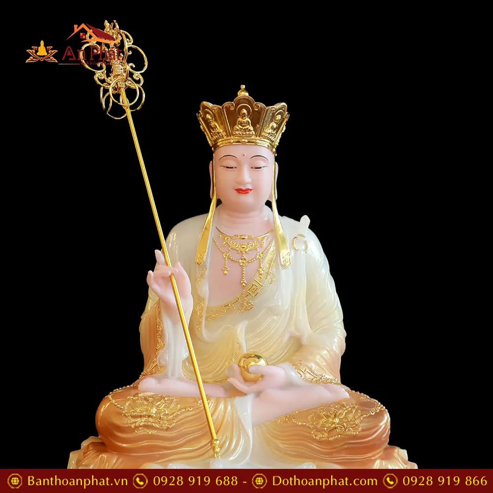 Tượng Địa Tạng Vương Bồ Tát Bột Đá Sơn Phú Quý Dáng Ngồi Cao Cấp T2635 22 tuong dia tang vuong bo tat bot da son phu quy dang ngoi cao cap t263500006