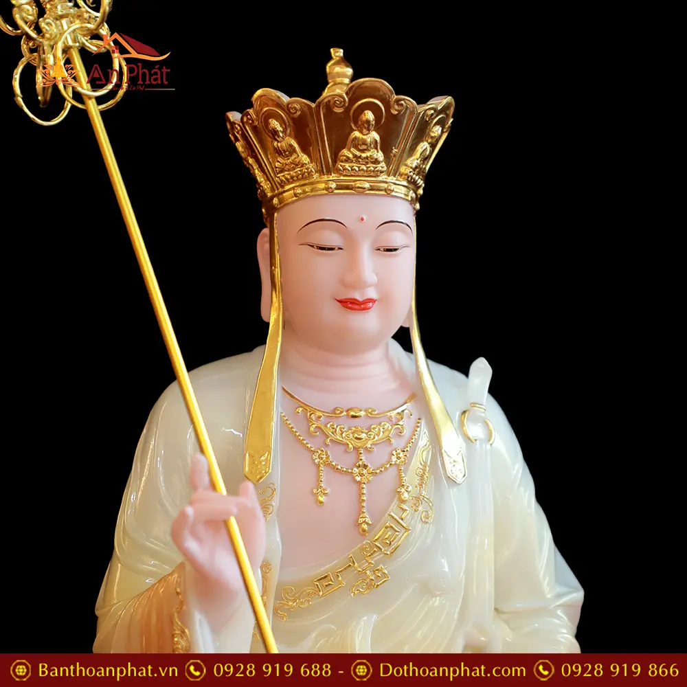 Tượng Địa Tạng Vương Bồ Tát Bột Đá Sơn Phú Quý Dáng Ngồi Cao Cấp T2635 21 tuong dia tang vuong bo tat bot da son phu quy dang ngoi cao cap t263500007