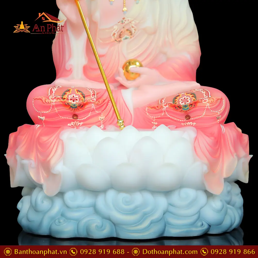 Tượng Địa Tạng Vương Bồ Tát Bột Đá Sơn Phú Quý Đỏ T2643 17 tuong dia tang vuong bo tat bot da son phu quy do t264300002