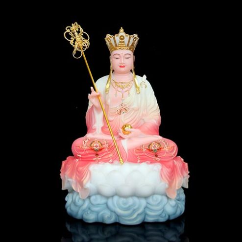 Tượng Địa Tạng Vương Bồ Tát Bột Đá Sơn Phú Quý Đỏ T2643