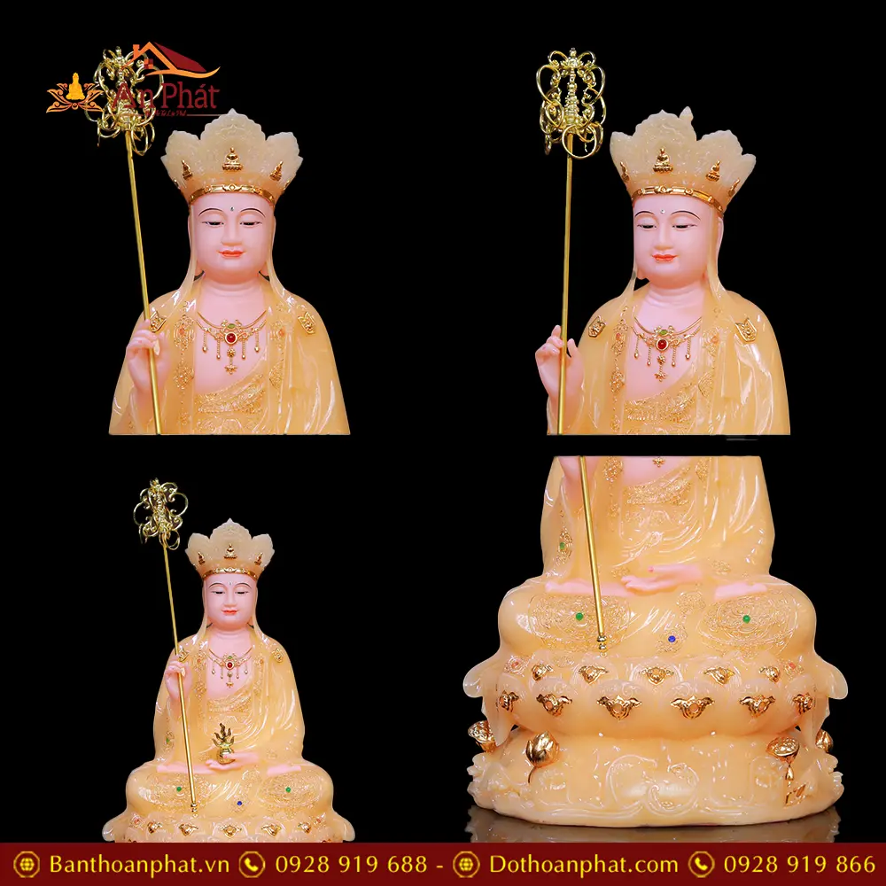 Tượng Địa Tạng Vương Bồ Tát Bột Đá Thạch Anh Cam Ngồi Đế Non Nước T2636 13 tuong dia tang vuong bo tat bot da thach anh cam ngoi de non nuoc t263600003