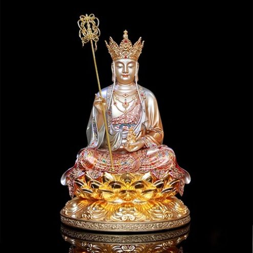 Tượng Địa Tạng Vương Bồ Tát Đồng Sơn Men Cổ Dáng Ngồi Đài Sen Cao Cấp T2645