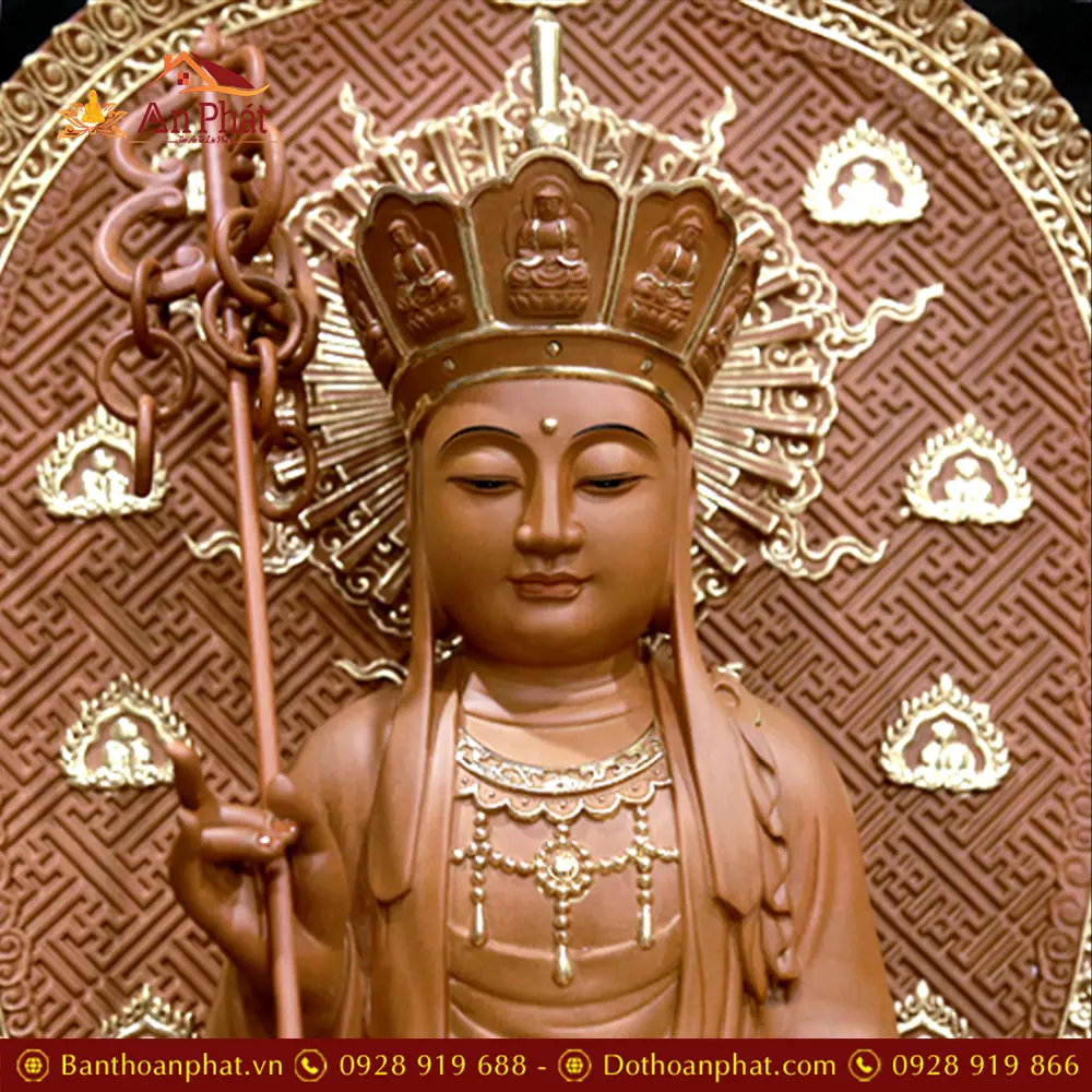 Tượng Địa Tạng Vương Bồ Tát Gỗ Long Não Nhập Khẩu Ngồi Đài Sen Có Lá Đề Viền Vàng T2665 14 Tượng Địa Tạng Vương Bồ Tát Gỗ Long Não Nhập Khẩu Ngồi Đài Sen Có Lá Đề Viền Vàng T2665