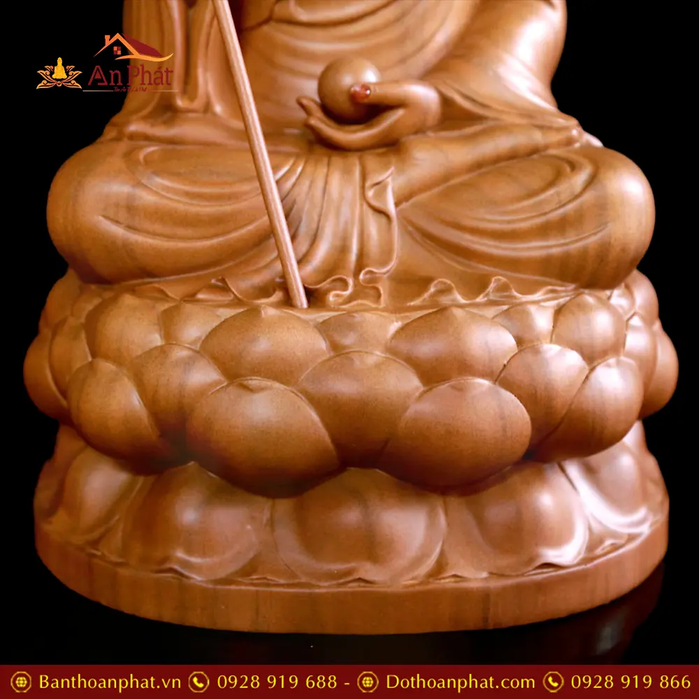 Tượng Địa Tạng Vương Bồ Tát Gỗ Long Não Nhập Khẩu Ngồi Đài Sen T2642 19 tuong dia tang vuong bo tat go long nao nhap khau ngoi dai sen t264200002