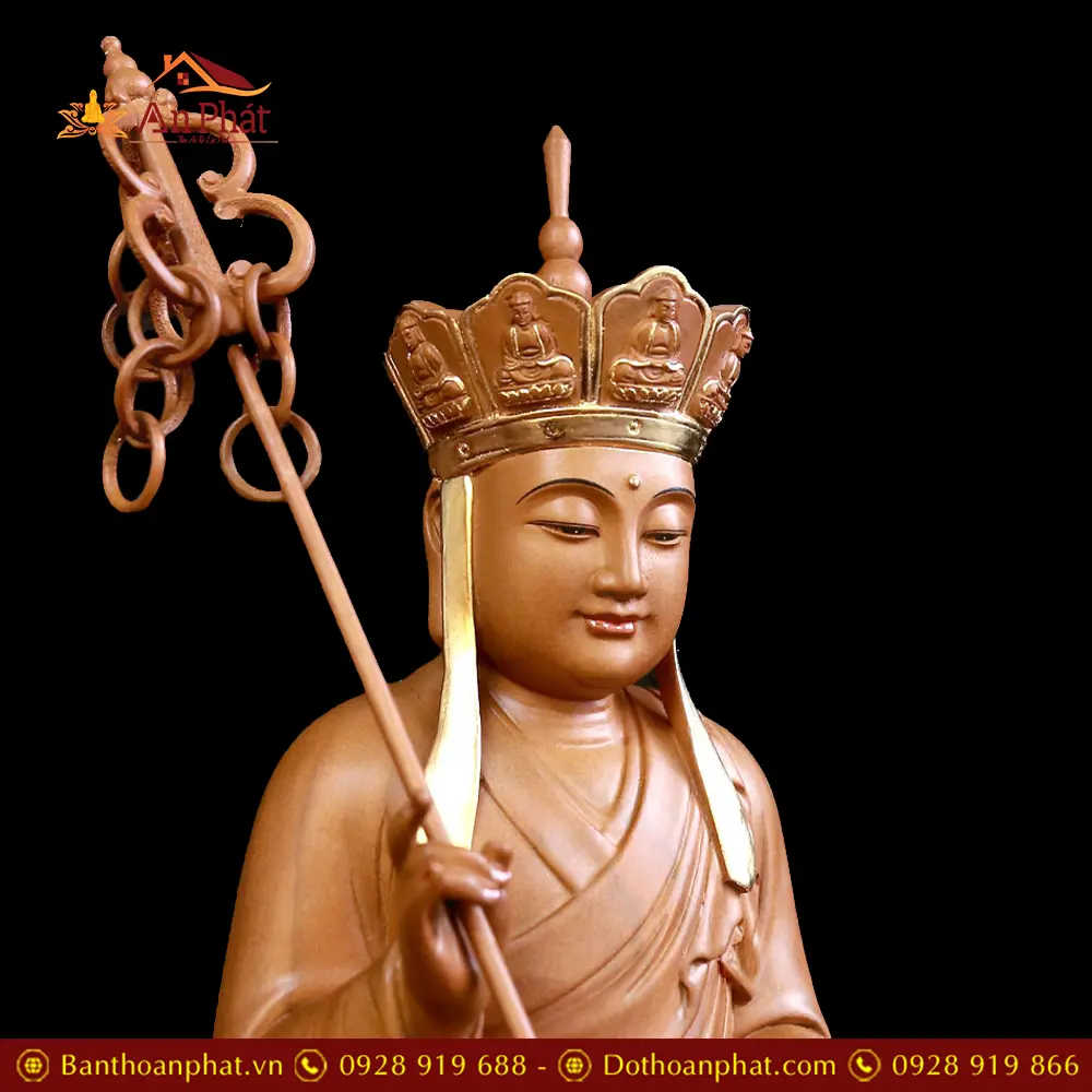 Tượng Địa Tạng Vương Bồ Tát Gỗ Long Não Nhập Khẩu Ngồi Đài Sen T2642 17 tuong dia tang vuong bo tat go long nao nhap khau ngoi dai sen t264200004