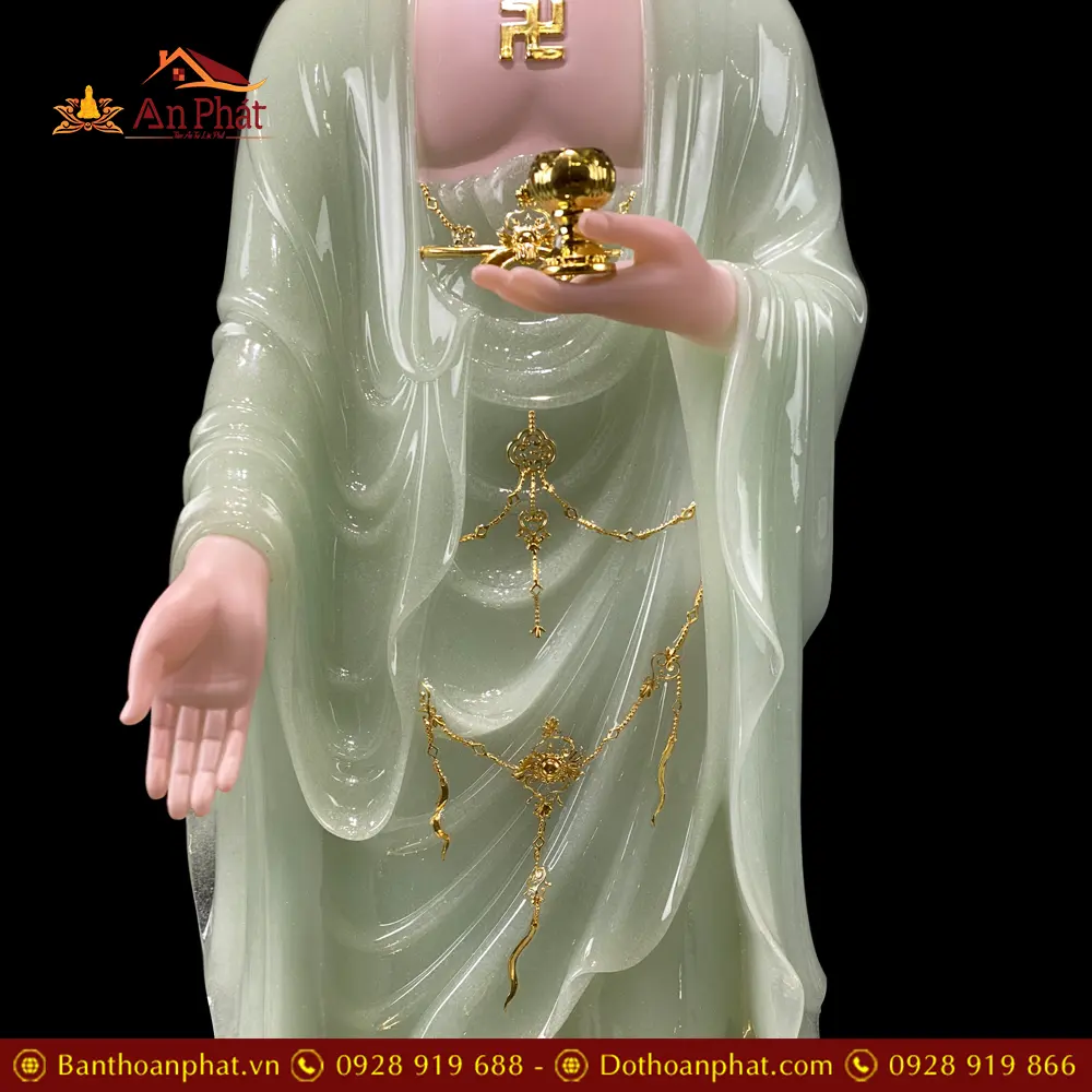 Tượng Phật A Di Đà Bằng Bột Đá Thạch Ngọc Viền Vàng Đứng Mây Song Liên Cao Cấp T2497 19 tuong phat a di da bang bot da thach ngoc vien vang dung may song lien cao cap t249700002