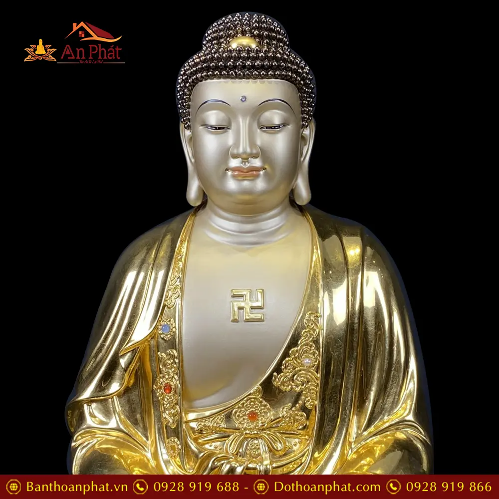 Tượng Phật A Di Đà Bằng Đồng Dát Vàng Ấn Bảo Ngồi Đế Sen Cao Cấp T2541 18 tuong phat a di da bang dong dat vang an bao ngoi de sen cao cap t254100002