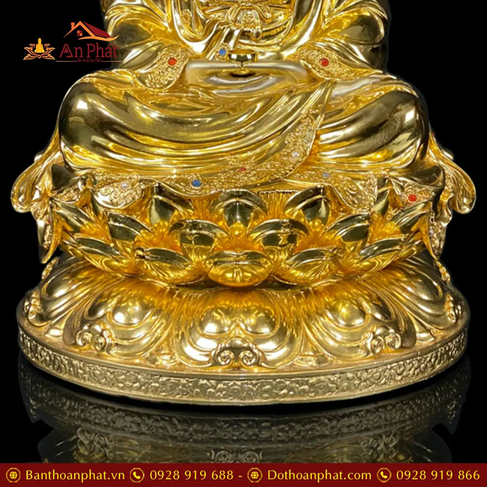 Tượng Phật A Di Đà Bằng Đồng Dát Vàng Ấn Bảo Ngồi Đế Sen Cao Cấp T2541 19 tuong phat a di da bang dong dat vang an bao ngoi de sen cao cap t254100007