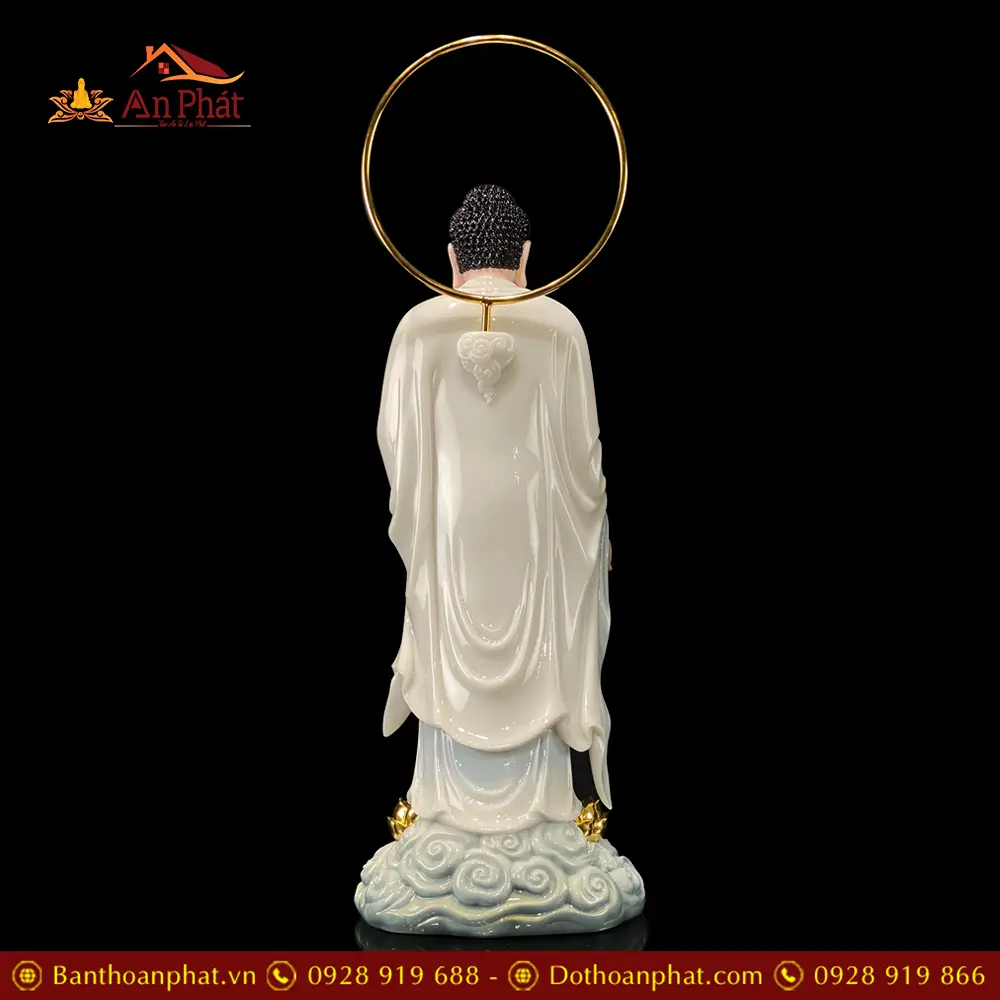Tượng Phật A Di Đà Đế Mây Viền Hoa Dáng Đứng Bột Đá Trắng Cao Cấp T2496 17 tuong phat a di da de may vien hoa dang dung bot da trang cao cap t249600007