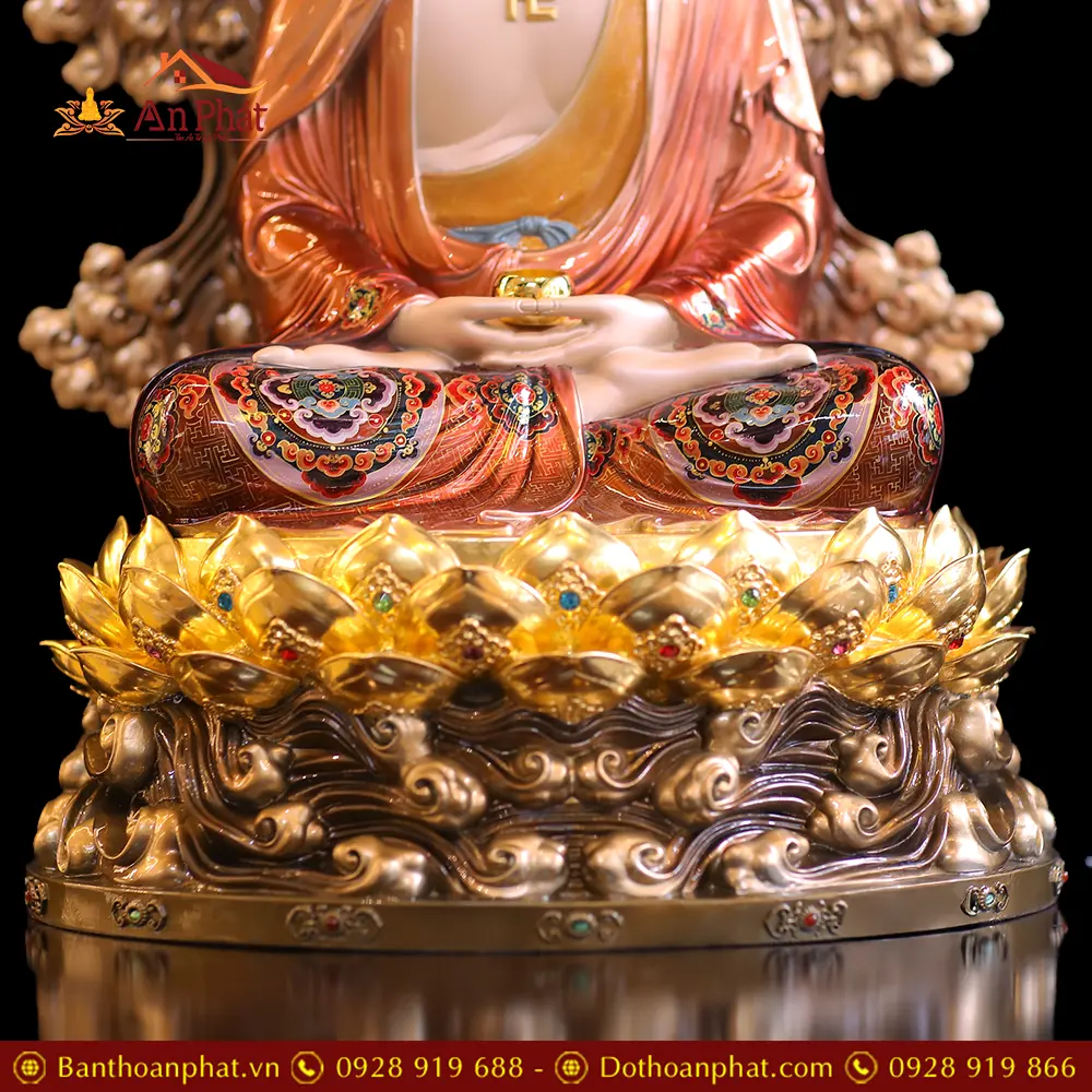 Tượng Phật A Di Đà Đồng Cao Cấp Ngồi Non Nước Có Lọng Che T2535 17 tuong phat a di da dong cao cap ngoi non nuoc co long che t253500001