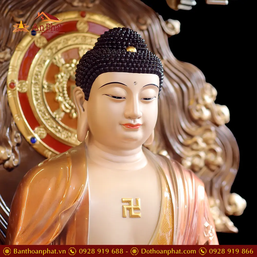 Tượng Phật A Di Đà Đồng Cao Cấp Ngồi Non Nước Có Lọng Che T2535 15 tuong phat a di da dong cao cap ngoi non nuoc co long che t253500004