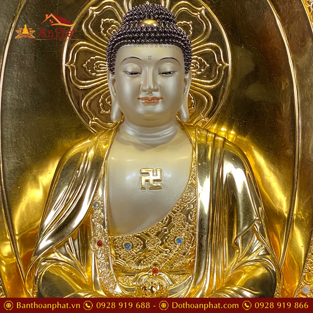 Tượng Phật A Di Đà Ngồi Đế Kim Cang Bằng Đồng Dát Vàng Cao Cấp T2533 25 tuong phat a di da ngoi de kim cang bang dong dat vang cao cap t253300002